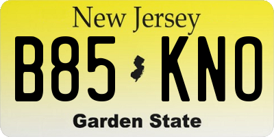 NJ license plate B85KNO