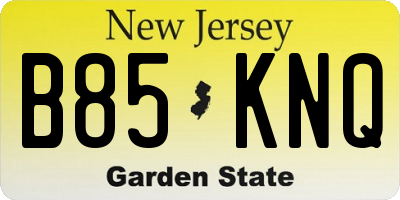 NJ license plate B85KNQ
