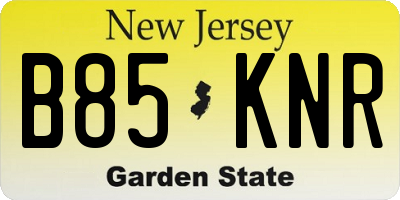 NJ license plate B85KNR