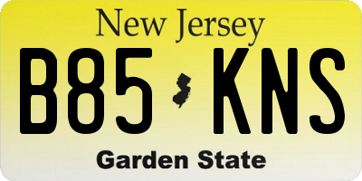 NJ license plate B85KNS