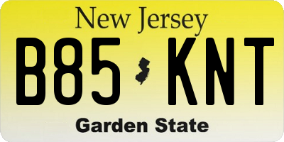 NJ license plate B85KNT