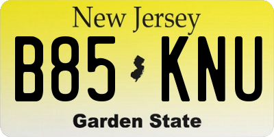 NJ license plate B85KNU