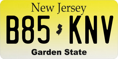 NJ license plate B85KNV