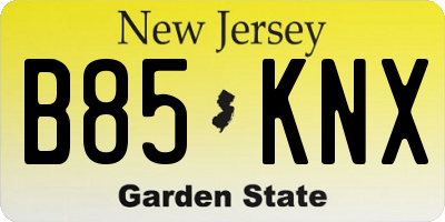 NJ license plate B85KNX