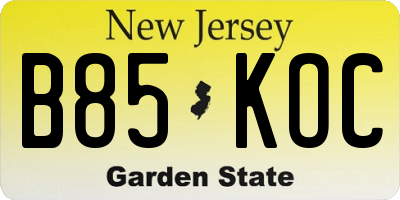 NJ license plate B85KOC