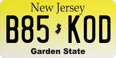 NJ license plate B85KOD
