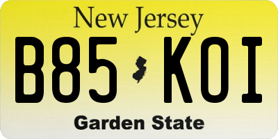 NJ license plate B85KOI