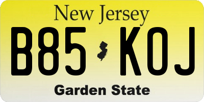 NJ license plate B85KOJ
