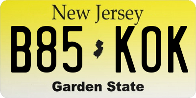 NJ license plate B85KOK