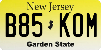 NJ license plate B85KOM