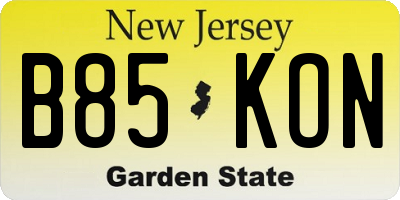 NJ license plate B85KON