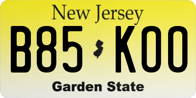 NJ license plate B85KOO
