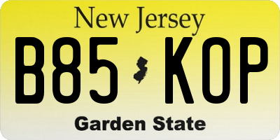 NJ license plate B85KOP
