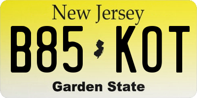 NJ license plate B85KOT