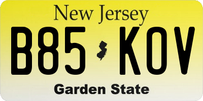 NJ license plate B85KOV