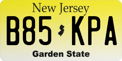 NJ license plate B85KPA