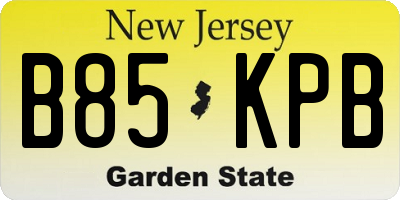 NJ license plate B85KPB
