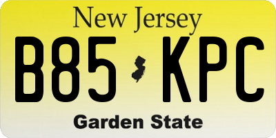 NJ license plate B85KPC