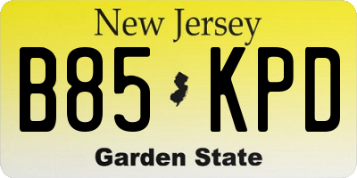 NJ license plate B85KPD