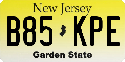 NJ license plate B85KPE