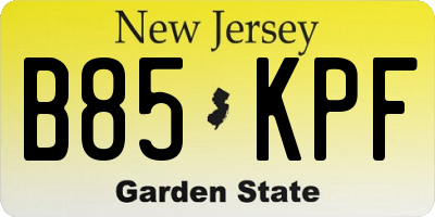 NJ license plate B85KPF