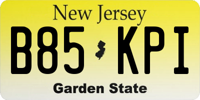NJ license plate B85KPI