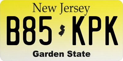 NJ license plate B85KPK