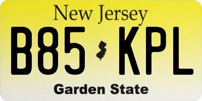 NJ license plate B85KPL