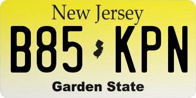 NJ license plate B85KPN