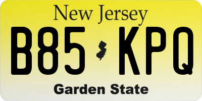 NJ license plate B85KPQ