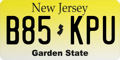 NJ license plate B85KPU