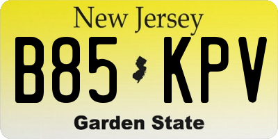 NJ license plate B85KPV