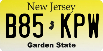 NJ license plate B85KPW