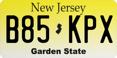 NJ license plate B85KPX