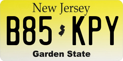 NJ license plate B85KPY