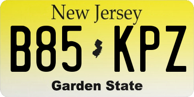 NJ license plate B85KPZ