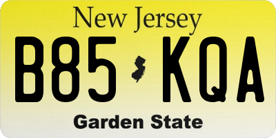 NJ license plate B85KQA