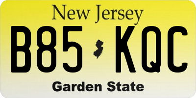 NJ license plate B85KQC