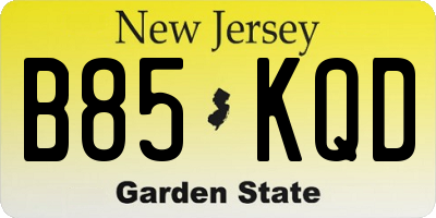 NJ license plate B85KQD