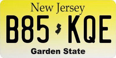 NJ license plate B85KQE