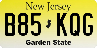 NJ license plate B85KQG