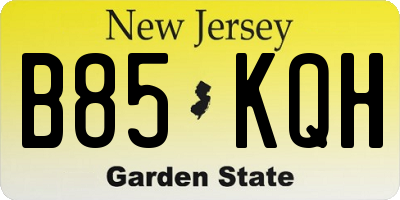 NJ license plate B85KQH