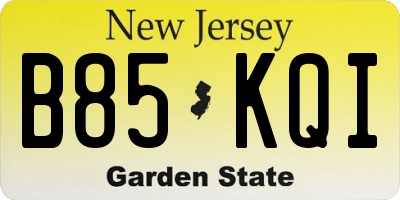NJ license plate B85KQI