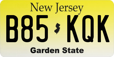 NJ license plate B85KQK