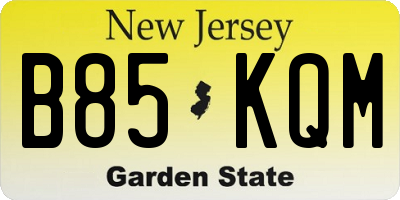 NJ license plate B85KQM