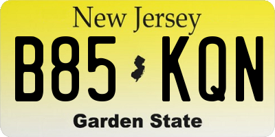 NJ license plate B85KQN