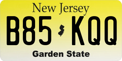 NJ license plate B85KQQ