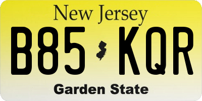 NJ license plate B85KQR