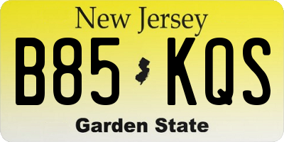 NJ license plate B85KQS