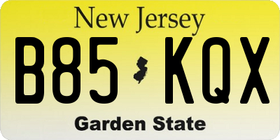 NJ license plate B85KQX